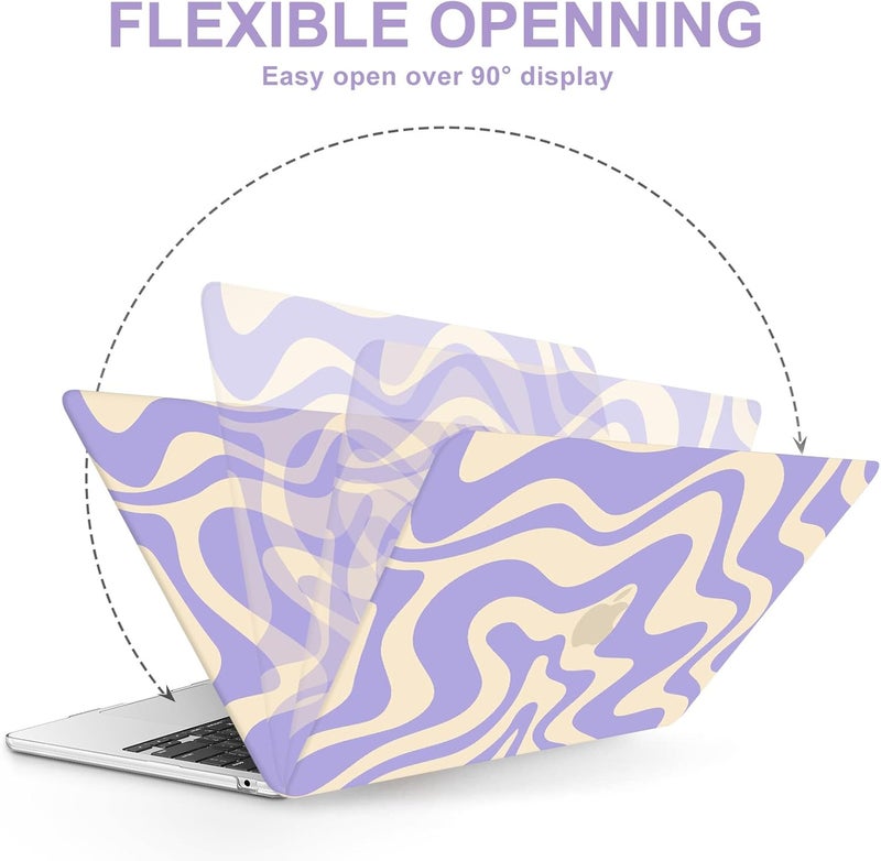 AKIT Compatible with MacBook Air 13 inch Case 2026 2025 2024-2022 M4 M3 M2 A3240 A3113 A2681, Pattern Hard Shell Laptop Case+Screen Protector+Keyboard Cover for MacBook Air 13.6 inch 2025, Violet Wave - Image 5